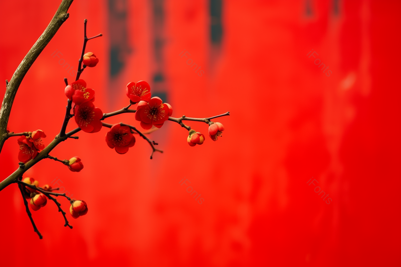 元旦春节新年福气背景红色梅花黑色字,高清,摄影图,摄影图片,图片大全,摄影图免费下载